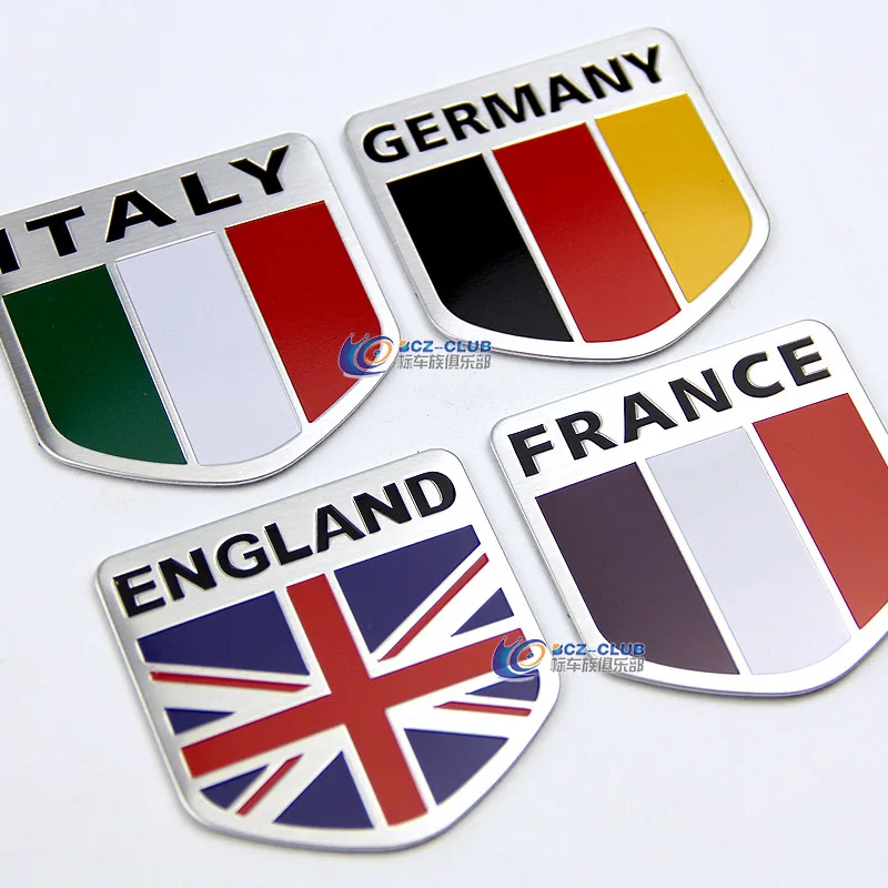 

1X car Auto Motorcycles ATV Bikes Italy/England/German/France Flag Logo Stickers top quality