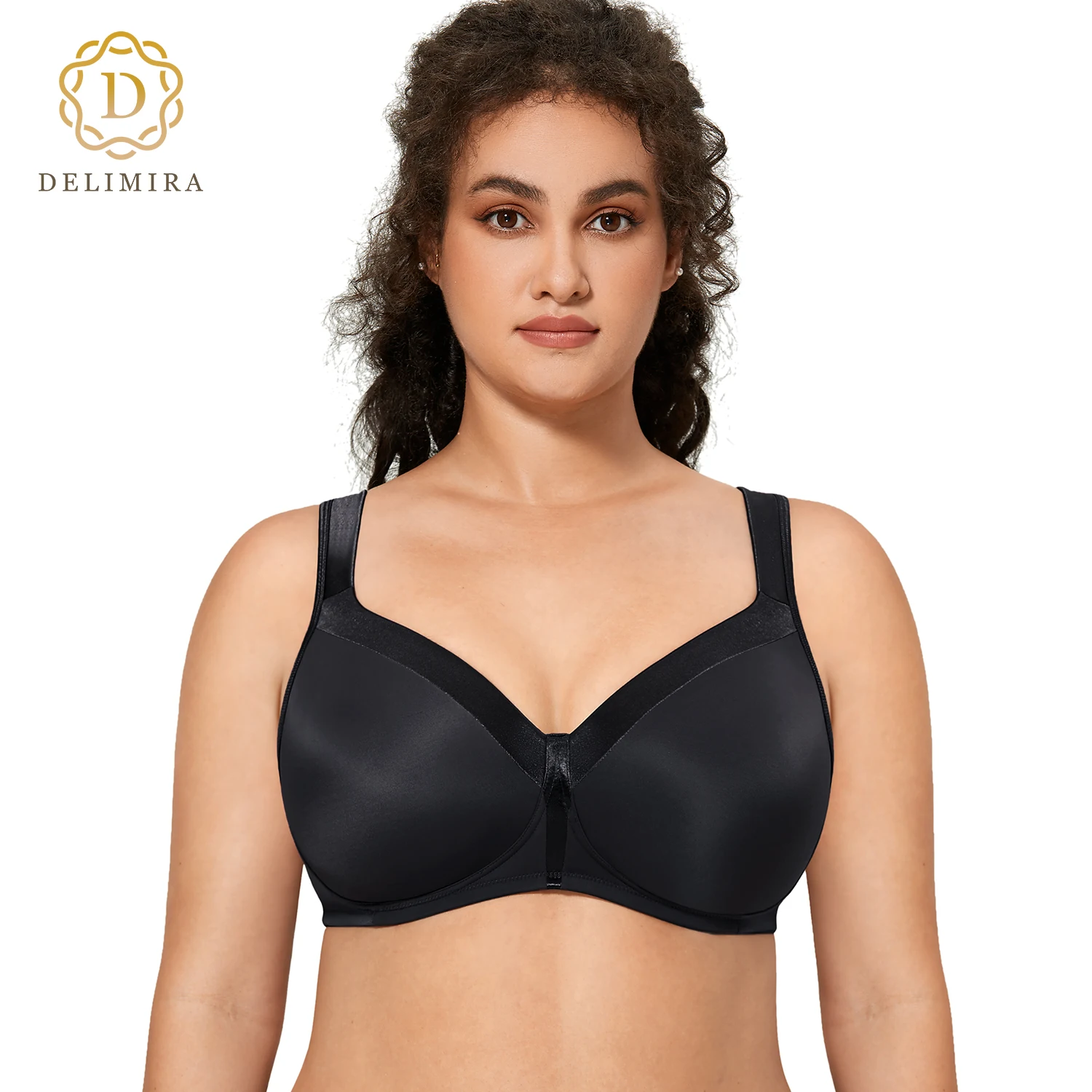 DELIMIRA Women's Full Coverage Wireless Plus Size Unlined Comfort Seamless Bra
