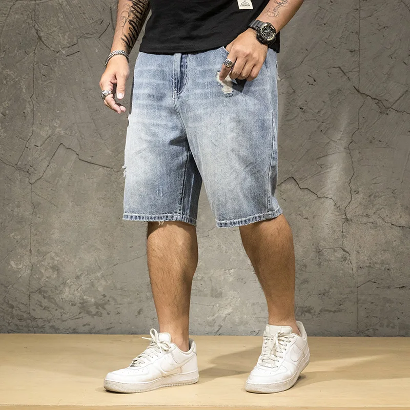 46 Plus Size Baggy Jeans Denim Jeans Mens Shorts Jeans High Quality Casual Pants Denim Trousers Fashion Male 2021 New Summer