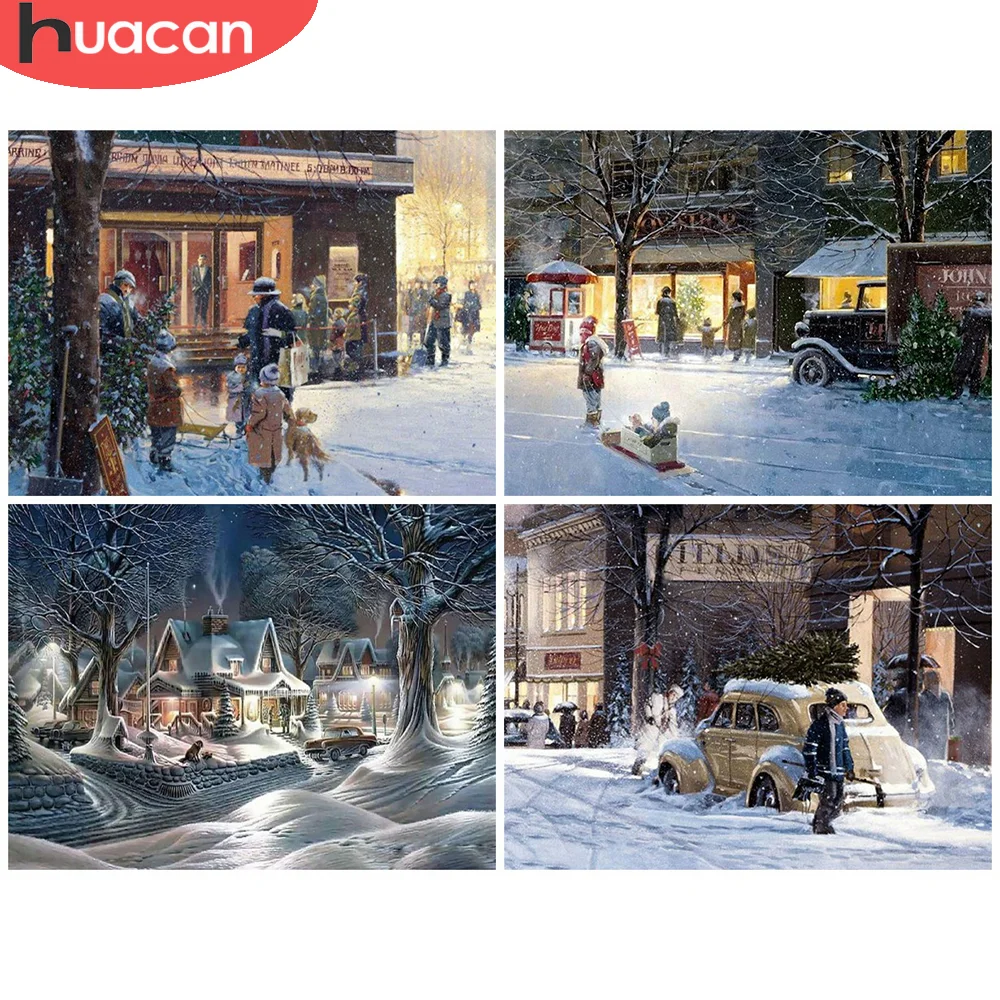

Алмазная мозаика HUACAN, вышивка, городской уличный Декор для дома, полноразмерная/круглая алмазная живопись, городская фотография