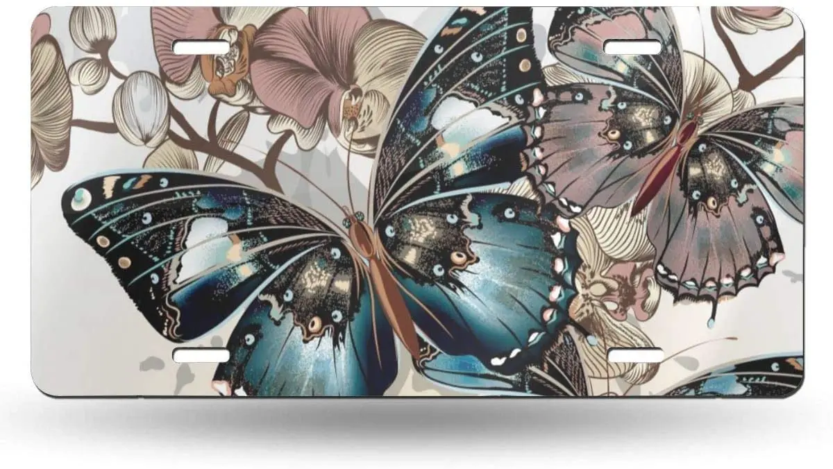 

yunsu Orchid Butterfly License Plate,car Decor Personalise Tag,Novelty Car Front License Plate Metal Aluminum Car Plate