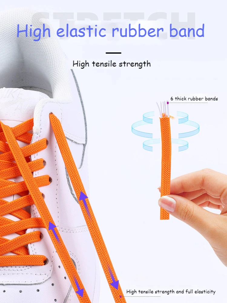 2021 New Elastic No Tie Shoe laces Flat Shoelaces For Kids and Adult Sneakers Shoelace Quick Lazy Metal Lock Laces Shoe Strings