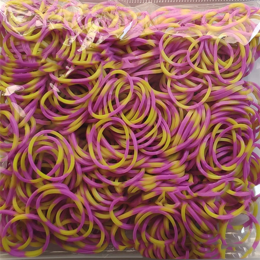 Purple-yellow 600 эластичные резиновые браслеты разных цветов, детские домашние браслеты для плетения, браслеты для женщин - Окраска металла: Purple-yellow