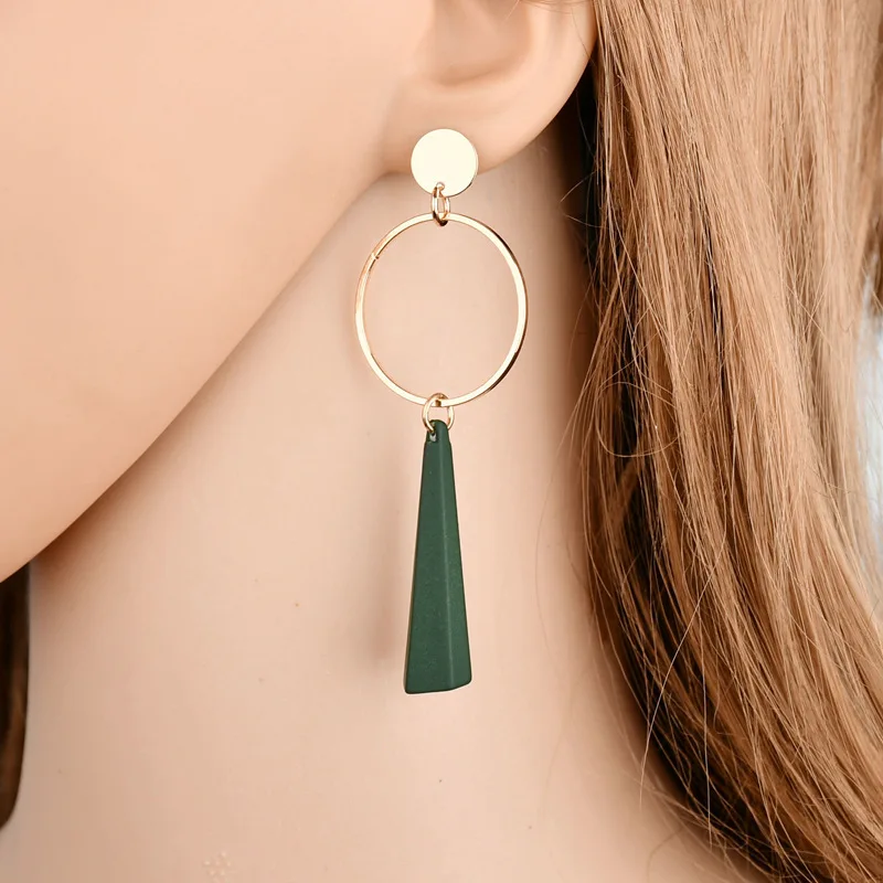 Треугольные деревянные длинные серьги сексуальные геометрические ювелирные