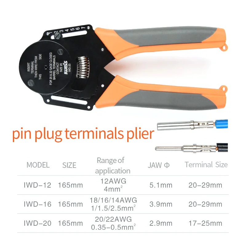 

IWD-12/16/20 Crimper Cater piller Hand Tool for Deutsch Aonnector Deutsch DT,DTM,DTP Terminal w2 Pliers 18/16/14 AWG