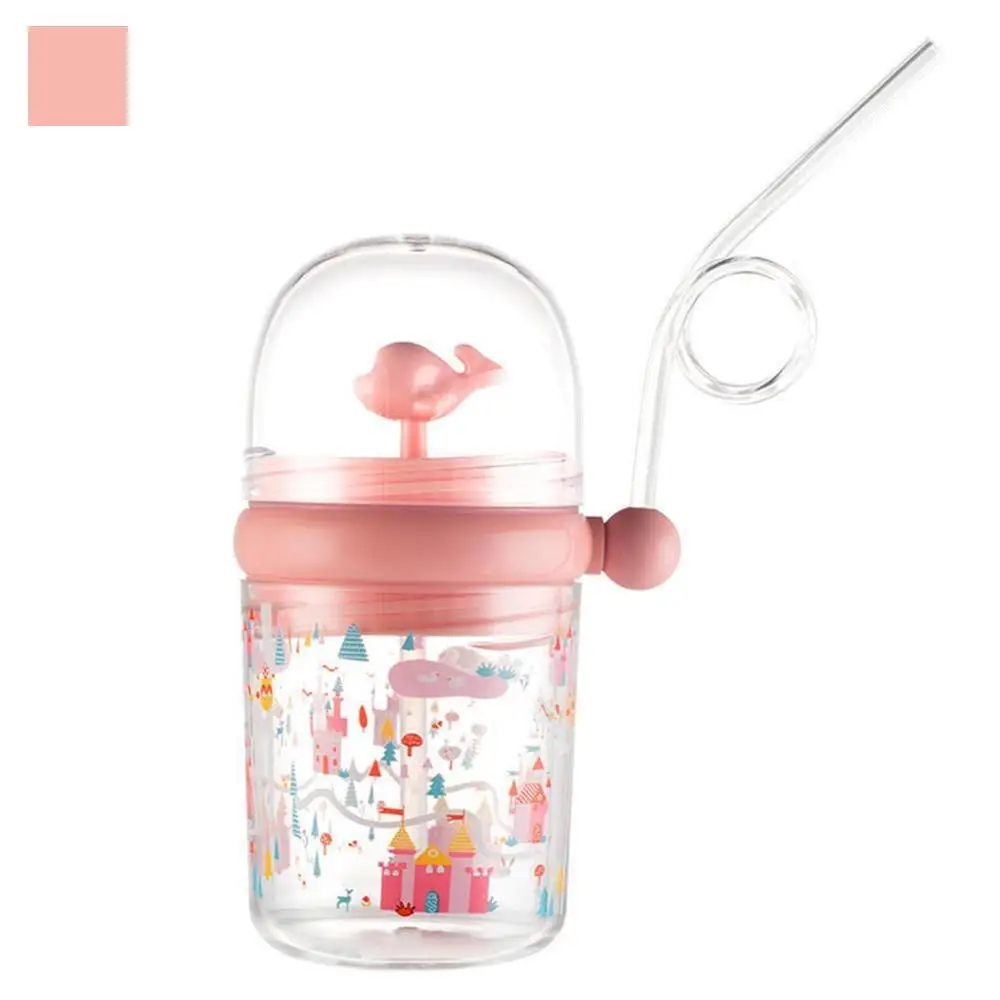 

250ml Kids Funny Whale Water Spray Drinking Cup Cartoon Feeding Bottles With Straws Portable Leakproof Children Cups Drinkware