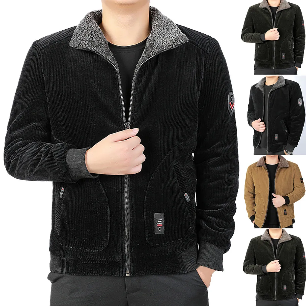 SAGACE Новая модная мужская повседневная куртка Толстая бархатная теплая и удобная