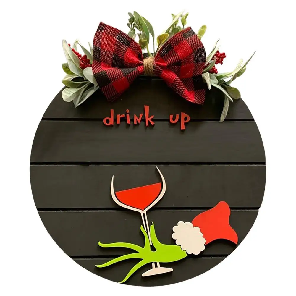 Drink Up Grinches-decoraciones navideñas divertidas para puerta, adorno para casa, pared, granja, porche frontal, interior, exterior, regalos de vacaciones