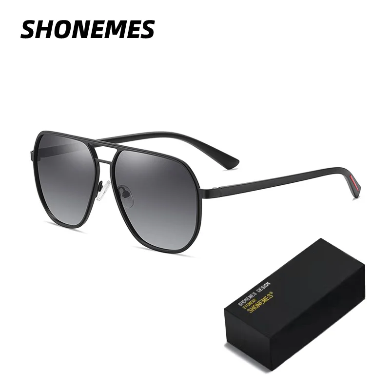 SHONEMES Polarized Men Sunglasses Retro Big Frame Driving Shades Outdoor Gradient UV400 Eyewear Matte Black Tortoise for Male
