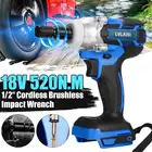 2021 Новый беспроводной электрический ударный гайковерт 520N.M 12 дюйма электроинструменты совместимый с батареей Makita 18 в