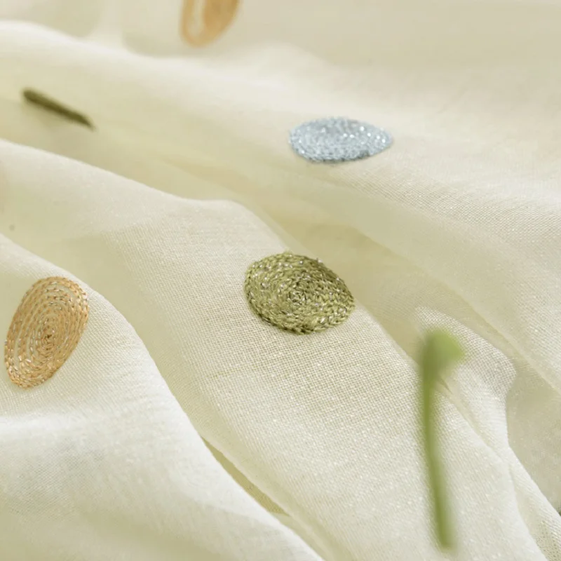 Круглая вышитая прозрачная занавеска тюлевые шторы в Корейском стиле для