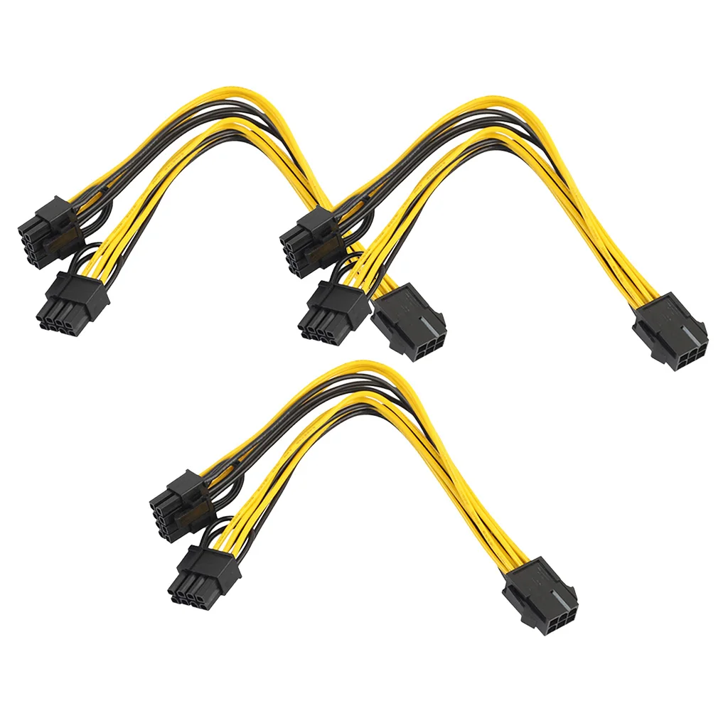 3 шт. PCI Express 6Pin к двойной 8Pin видео карты разветвитель питания удлинитель