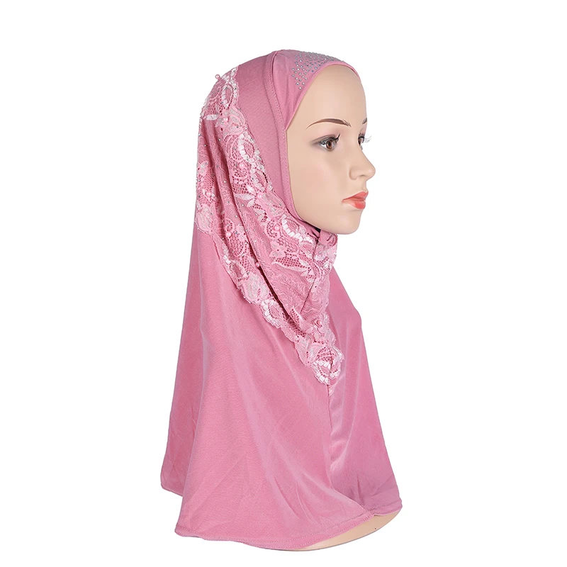 Women Muslim Flower Hijab Lace Long Scarf Islamic Amira Headwear Shawls Headwraps One Piece Ready Jersey Ramadan Wrap Arab Caps |