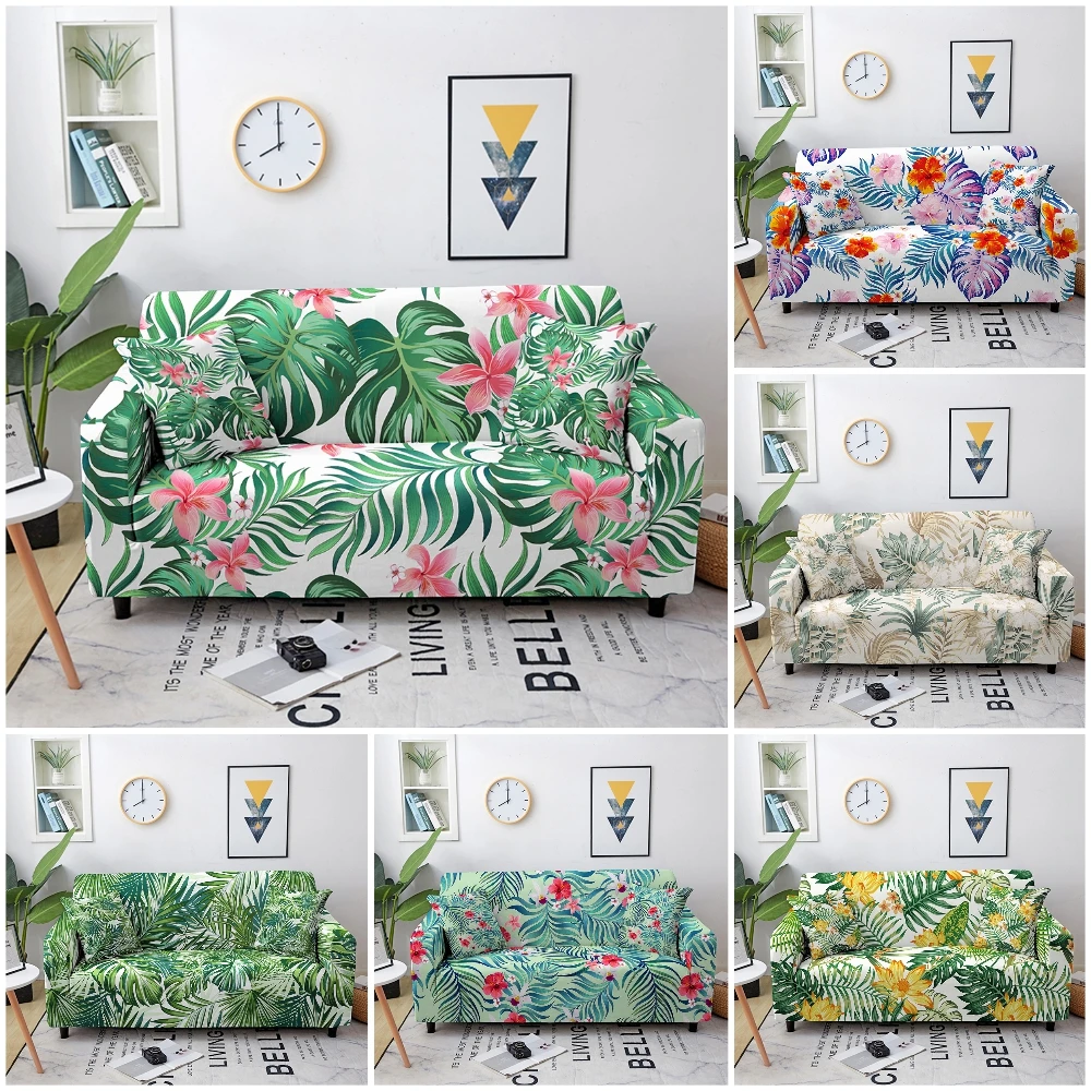

Tropical Leaves Elastic Sofa Cover For Living Room Anti-dirty Sofa Slipcovers Sectional Couch Cover Sofa Protector 1-4 Seat