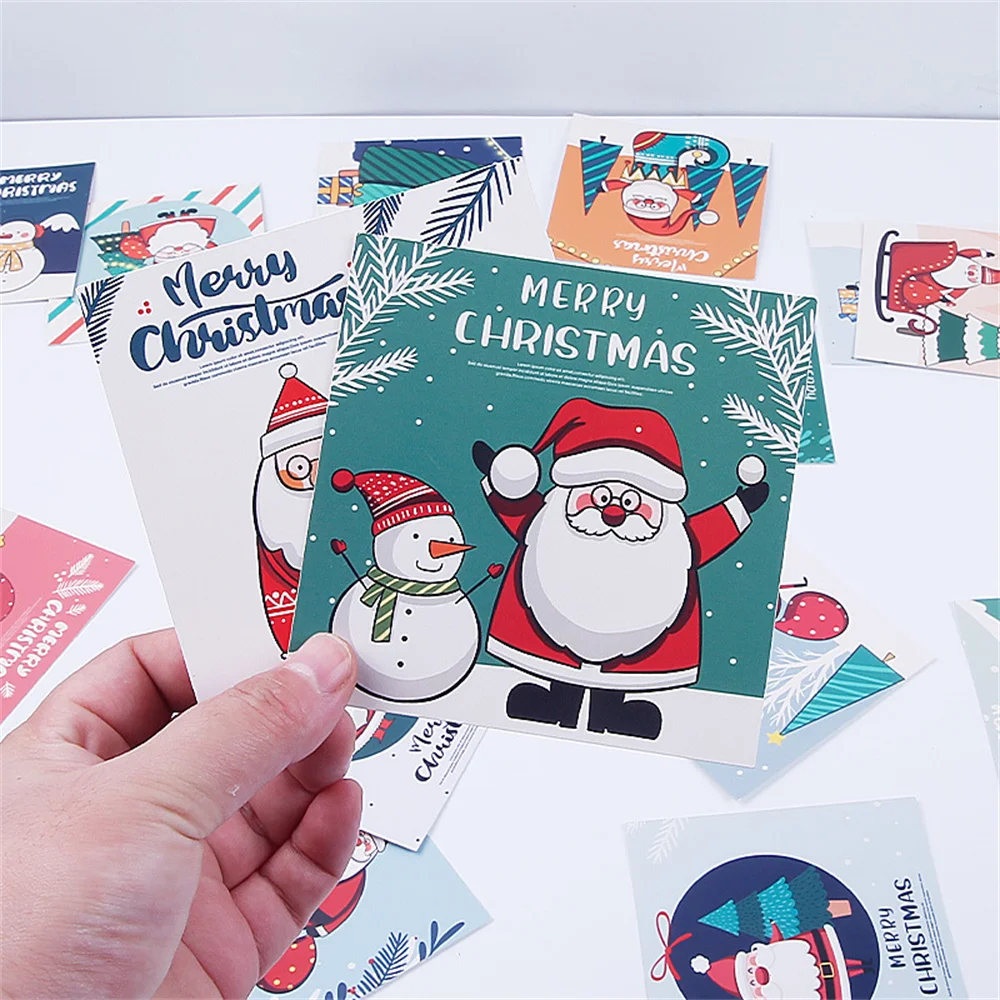 

Поздравительные открытки с рождественскими мотивами, 30 шт./компл., мультяшный Санта-Клаус, снеговик, поздравительная открытка, благословени...