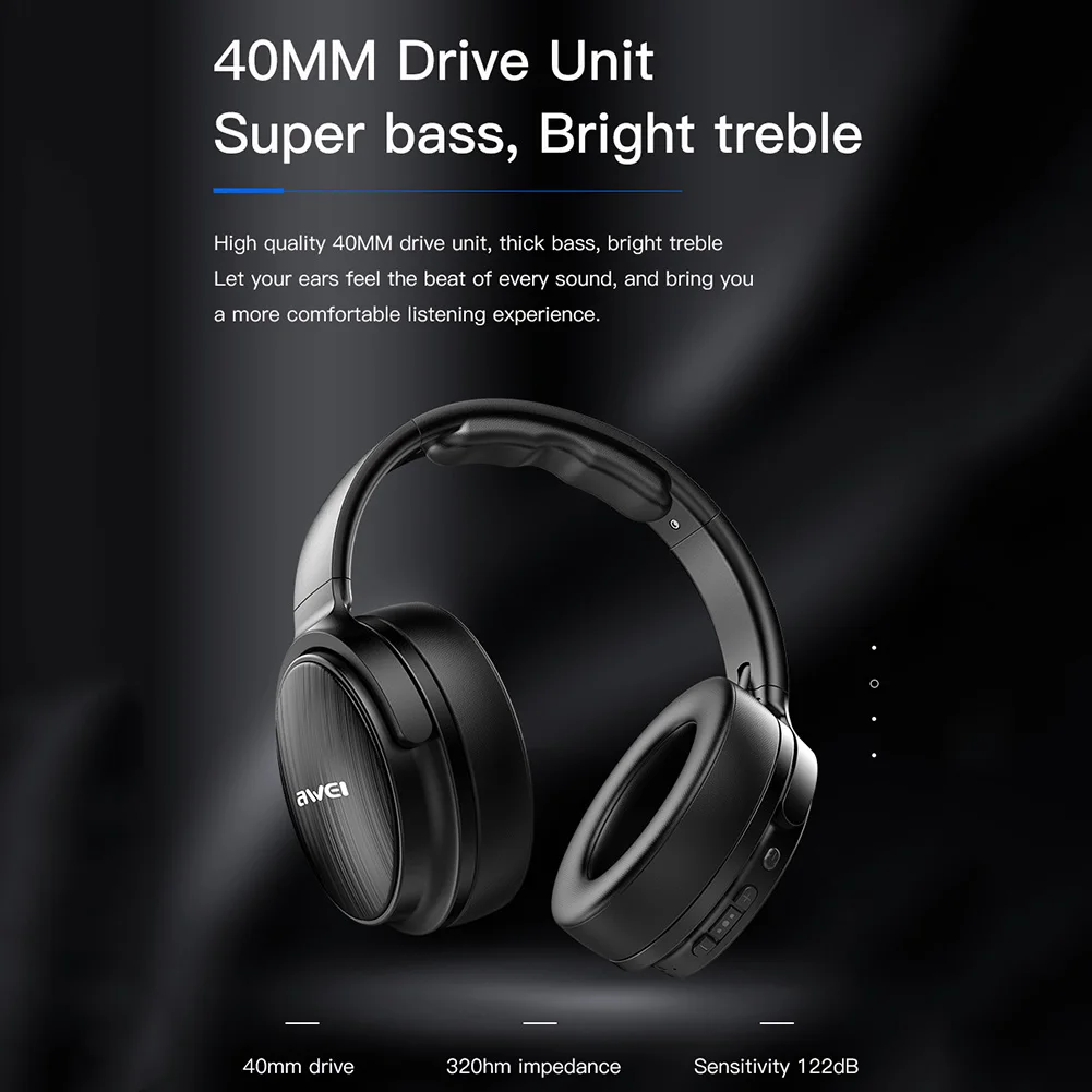 

A780BL Over Ear Headphones Foldable Gaming Headset Soft Computer Headphones Volume Control with Built-in Mic
