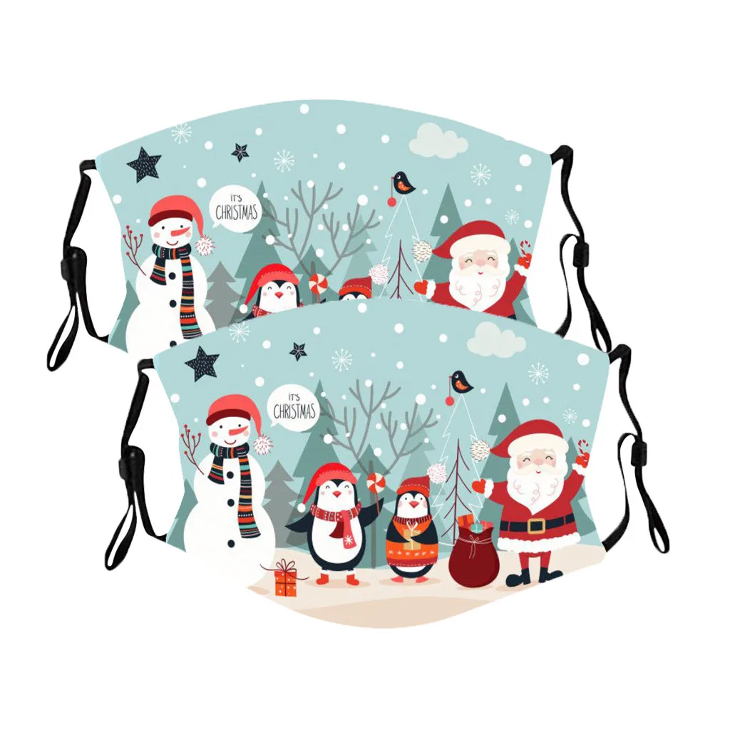 2 шт. детская Рождественская печать дышащая многоразовая моющаяся защитная маска