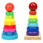 Детская деревянная игрушка, радужная башня, Игрушки для раннего развития, развивающие игрушки для малышей