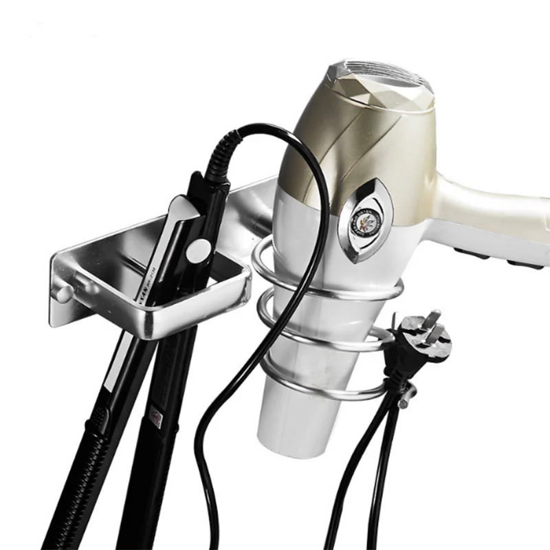 

Wall-mounted Space Aluminum Hair Straightener Holder Storage Rack Hair Dryer Bracket for Bathroom Shelf Storage Hair Dryer Rack