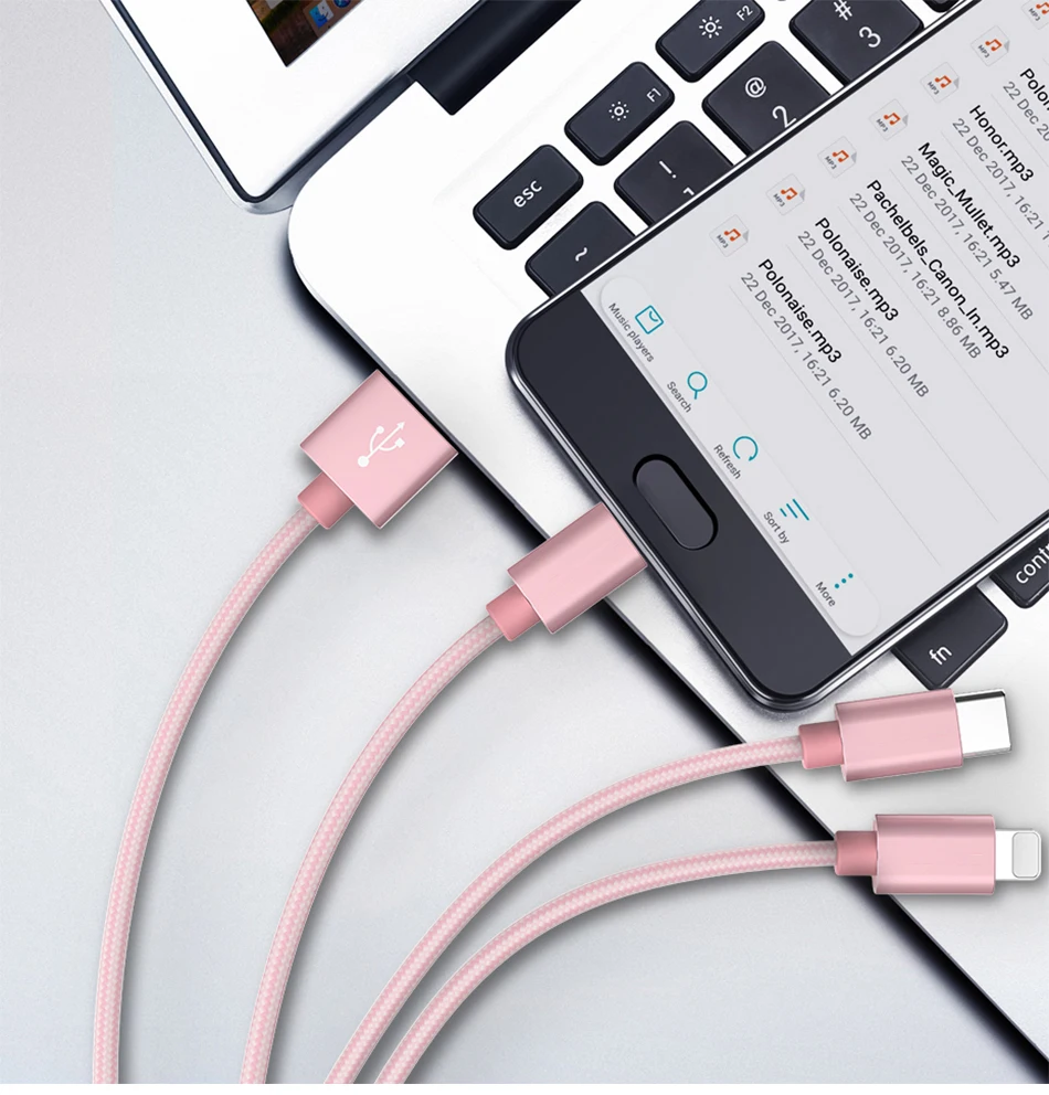 3 в 1 USB кабель для samsung Xiaomi кабель для быстрой зарядки для Android Micro usb type C type-c 3 в 1 Кабели для мобильных телефонов шнур для зарядки