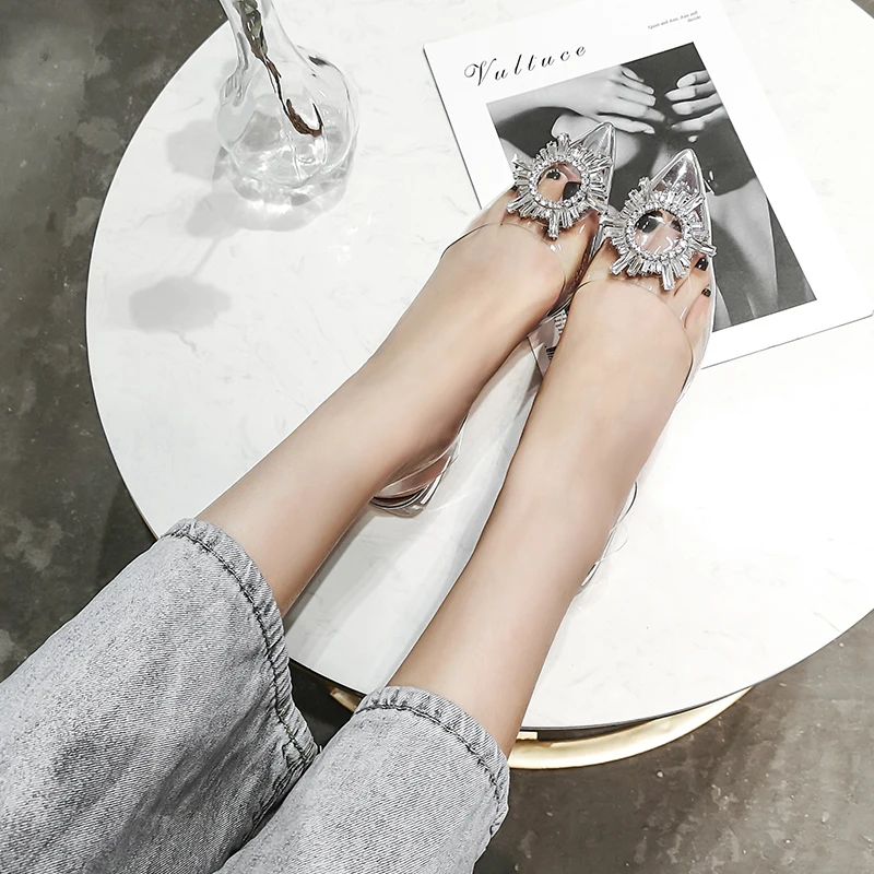 Euorean/женские пляжные сандалии с кристаллами и пряжкой Женские из ПВХ Летняя