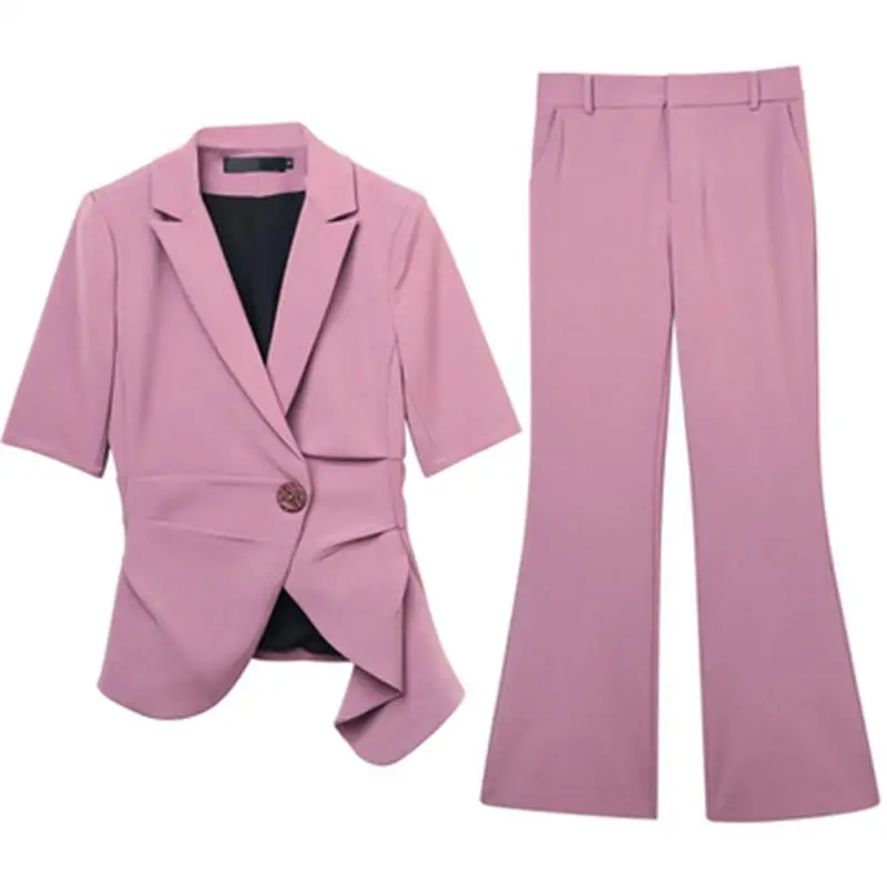

Fashion Pant Suits Female fall New High-end plus size British style casual Business slim suit + Wide leg pants Two-piece set