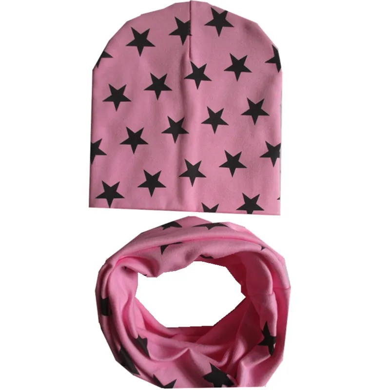 pink star Новинка весны осень-зима девочек шляпа набор крючком Детская Шапки для девочек и мальчиков Кепки Детские шапочки Кепки s малышей Шапка Шарф Воротники - Цвет: pink star