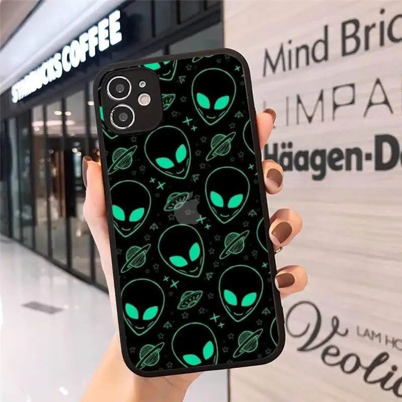 

alien space Aesthetics Cartoon Phone Case matte transparent For iphone 7 8 11 12 plus mini x xs xr pro max cover