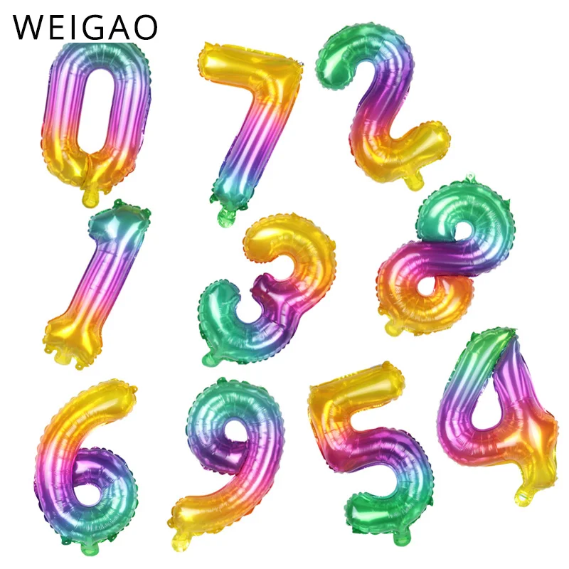 WEIGAO шары на день рождения розовые золотые из фольги в виде цифр 0 1 2 3 4 5 6 7 8 9 лет с