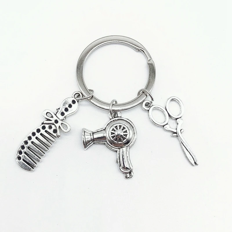 Расческа ножницы фен сплав подвеска брелок инструмент для стрижки кулон