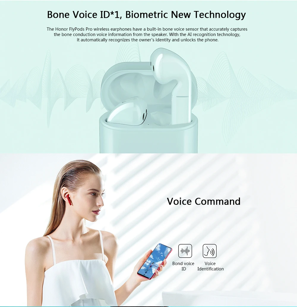 Honor FlyPods Pro Беспроводной наушники Bluetooth 5,0 Водонепроницаемый наушники Bluetooth наушники Hi-Fi наушники с микрофоном CM-H2