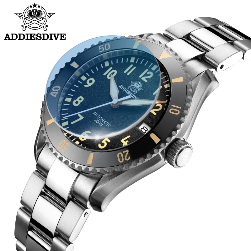 

Addies Dive Men's Watch Black Classic Japan NH35 Movement Sapphire C3 Retro Super Luminous Watch 20bar Diver Automatic Watches
