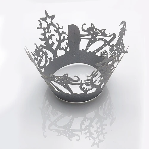 Silver 50 шт. ведьма кошками, с маленькой лисой лоза кружевная лазерная резка обертка для кексов форма для порционной выпечки бутафория для Хэллоуина Декорации для хелоуин вечеринки принадлежности - Цвет: Silver