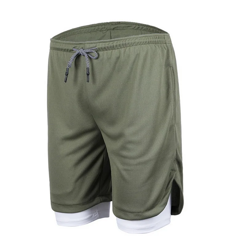 Gym Running Shorts Men Jogger Shorts Double-Deck Mens Fitness Bodybuilding Breathable Shorts Gym Fitness Quick Drying Sportwears