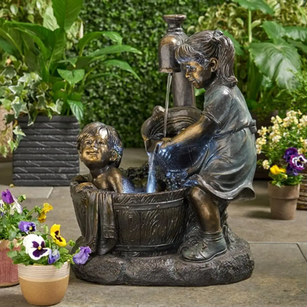 

Retro Garden Statue Kids Shape Resin Exquisite Fountain Figurine for Outdoor