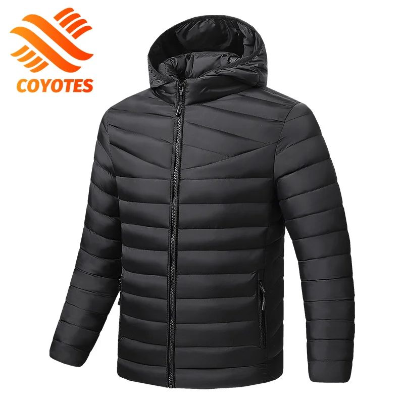 

COYOTES 2021 Men Winter Parkas Warm Waterproof Jacket Men's Thick Hooded Parkas Jackets Fashion Casual Slim Autumn Coat