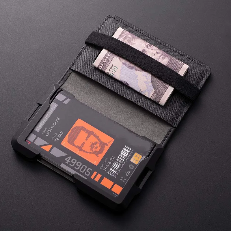 RFID Anti-magnetic Mens Leather Metal Wallet  Luxury Card Holder Multifunctional Aluminum Alloy Bank Card Holder