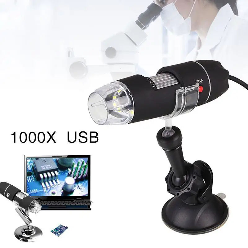 USB-микроскоп электрический портативный с 8 светодиодными лампами - купить по