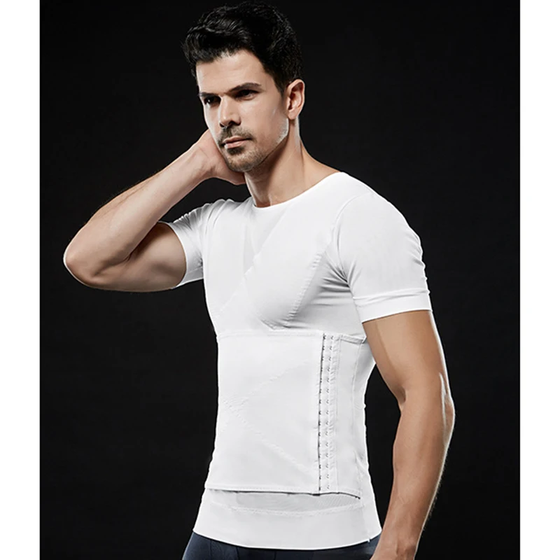 

Men Slimming Body Shaper Shapewear Abs Abdomen Compression Shirt to Hide Gynecomastia Chest Workout Tank Tops Undershirts Slim