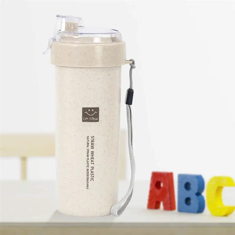 Экологичная непротекающая бутылка для воды из пшеницы питья с откидной крышкой