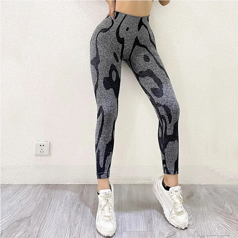 

Быстросохнущая одежда для йоги, женская одежда для фитнеса с принтом, модные леггинсы для бега и тренировок в тренажерном зале