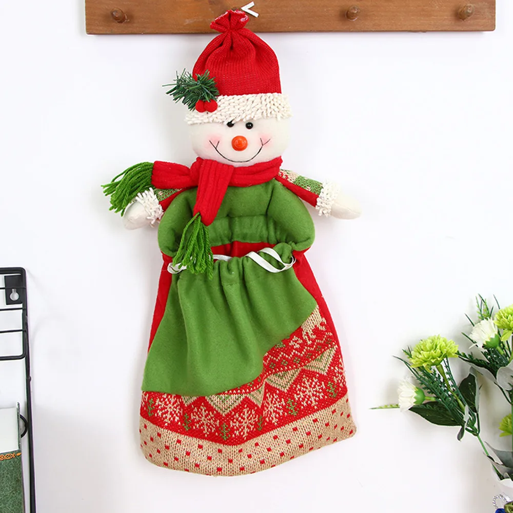 Рождественские подарочные сумки симпатичное на шнурке мешок Санты Клаус