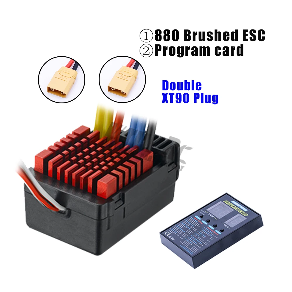 Double XT90 plugs Hobbywing QuicRun WP 880 80A двойной матовый водонепроницаемый ESC контроллер скорости для 1/8 RC автомобиля - Цвет: Double XT90 plugs