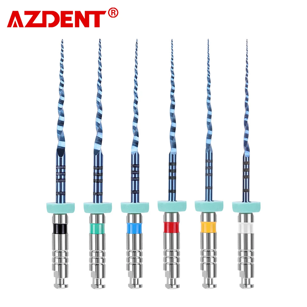 AZDENT 6 PCS Dental Endo V Blue Engine Use Root Canal Rotary File Taper 04 NiTi 25mm Taper Rotary Files Canal Taper 06 Clinic