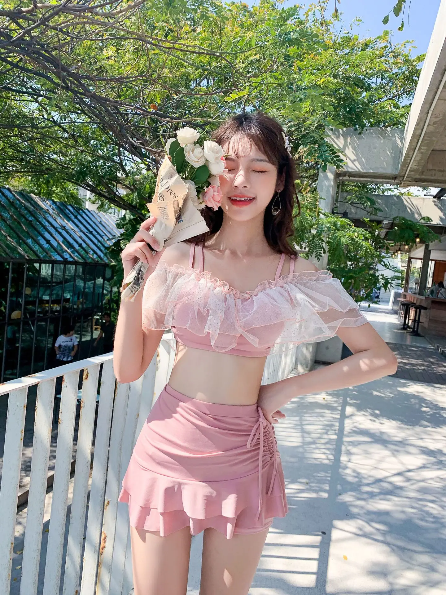 

2021 New Split Swimsuit Women's Two-piece Flat-angle Hot Spring Showing Slimming Little Fresh Sweetwind Swimsuit