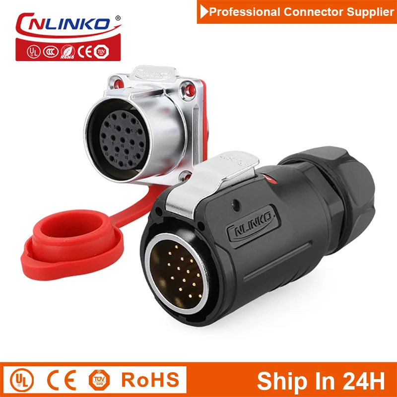 

Cnlinko LP24 19Pin M24 Waterproof Circular Cable Power Connector Plug Socket for Signal Radio Audio Video Visual Medical Telecom