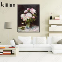 flower poster bouquet flower bed potted rose canvas painting retro oil painting picture home decoration mural living room decor