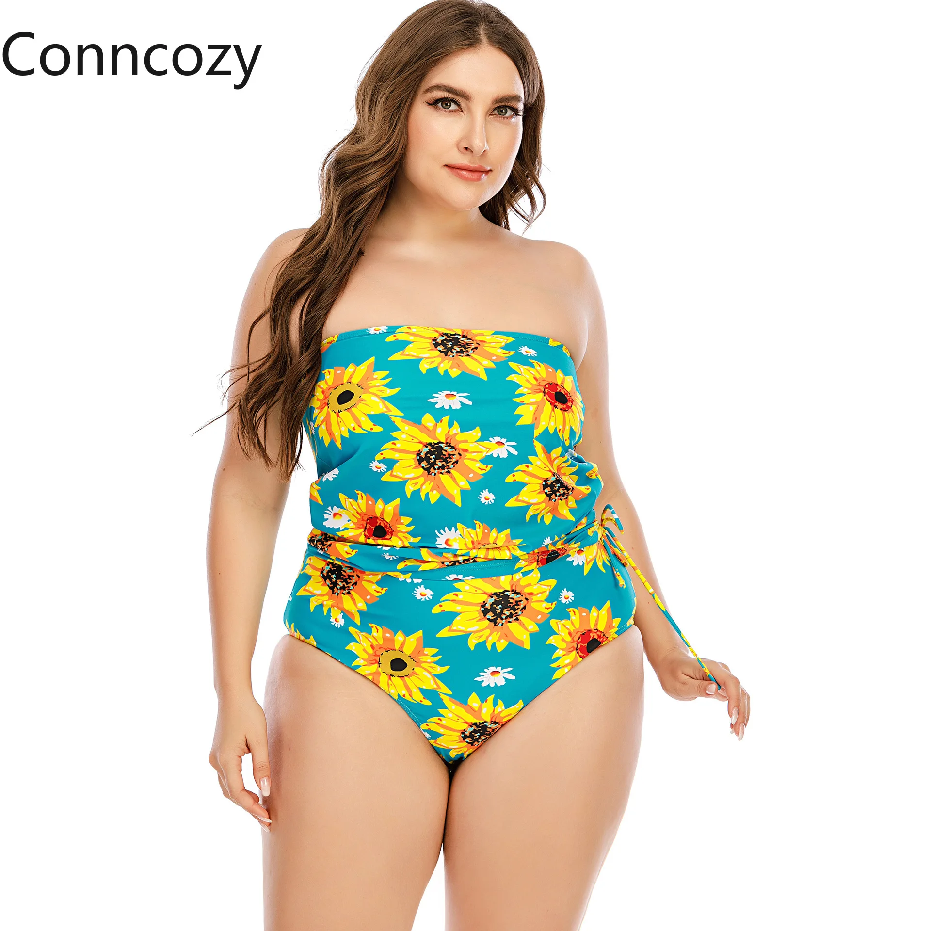 

Plus Size Women's Swimwear Brazilian Woman Sunflower Print Swimsuit Swimwear Sexy Bikini Set Bodysuit Bathing Suit Swim Wear