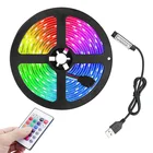 Светодиодная ленсветильник RGB 12345 м, гибкая лампа с дистанционным управлением для подсветки телевизора, украшение для дома вечерние, USB 2835SMD