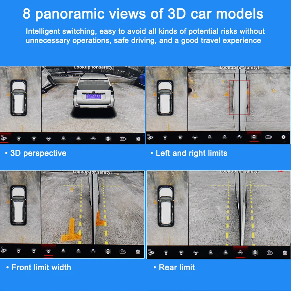 Автомобильная 3d камера с поворотом на 360 градусов панорамным 4 мя боковыми